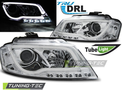 Audi A3 8P LED Tagfahrlicht Scheinwerfer Neon Chrom Bj.2009-2013 Europaw.zugel