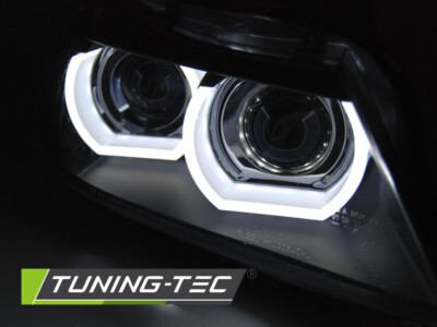 BMW E90, 91,3D LED Tagfahrlicht Angel Eyes Xenon Scheinwerfer, Blinker Schwarz – Bild 3