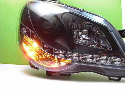 Scheinwerfer VW Polo 9N3 LED Tagfahrlicht Optik.In Schwarz Bj.2005-2009 – Bild 2