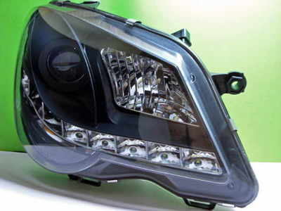 Scheinwerfer VW Polo 9N3 LED Tagfahrlicht Optik.In Schwarz Bj.2005-2009 – Bild 3