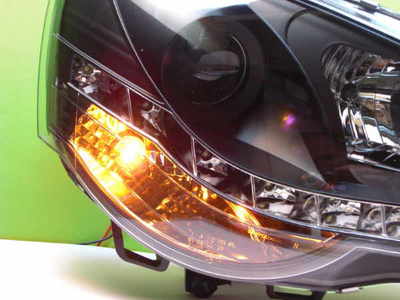 Scheinwerfer VW Polo 9N3 LED Tagfahrlicht Optik.In Schwarz Bj.2005-2009 – Bild 4