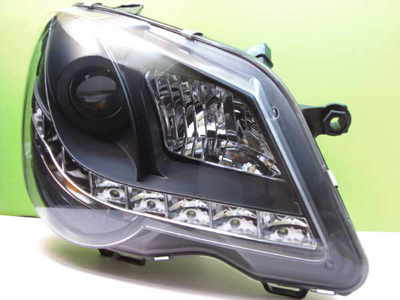 Scheinwerfer VW Polo 9N3 LED Tagfahrlicht Optik.In Schwarz Bj.2005-2009 – Bild 5