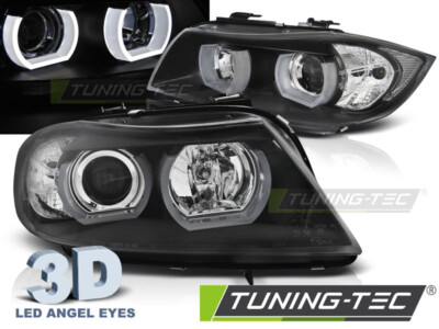 BMW E90, LED 3D U-Type Angel Eyes Scheinwerfer weiße Ringe LED Schwarz.2005-2008