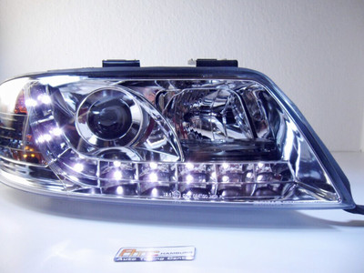 Scheinwerfer Audi A6 4b/5C Bj.1997-2000 Chrom LED Tagfahrlicht Optik europw.zuge