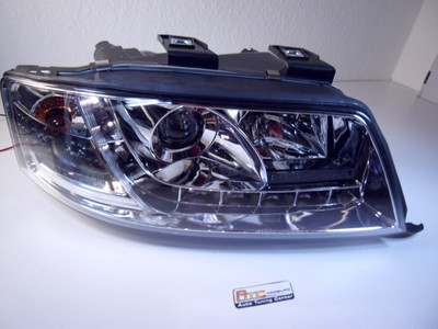 Scheinwerfer Audi A6 4b/5C Bj.1997-2000 Chrom LED Tagfahrlicht Optik europw.zuge – Bild 3