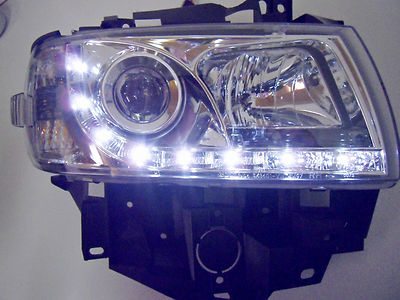 VW T4 LED Tagfahrlicht Optik Scheinwerfer Chrom Langer Vorderwagen 1996-2003