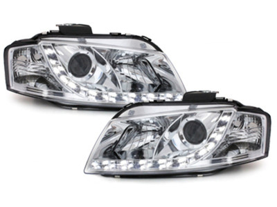 Audi A3 8P LED Tagfahrlicht Scheinwerfer Chrom, 2003-2008 europw.zug