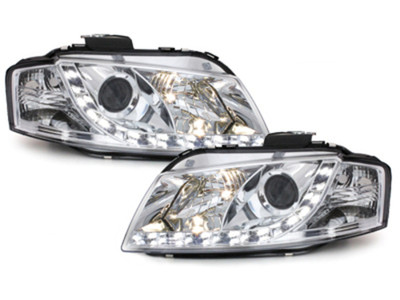 Audi A3 8P LED Tagfahrlicht Scheinwerfer Chrom, 2003-2008 europw.zug – Bild 2