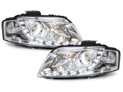 Audi A3 8P LED Tagfahrlicht Scheinwerfer Chrom, 2003-2008 europw.zug – Bild 3