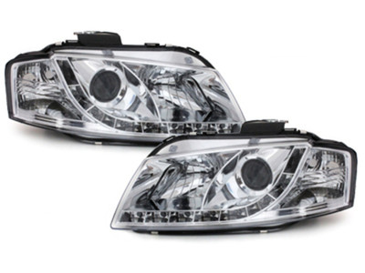 Audi A3 8P LED Tagfahrlicht Scheinwerfer Chrom, 2003-2008 europw.zug – Bild 4