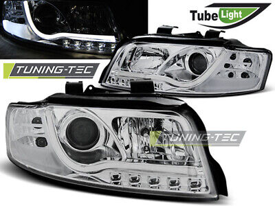 Light Tube Scheinwerfer Audi A4 8E B6 Bj. 2001-2004 chrom LED Tagfahrlicht Optik