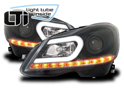 Mercedes C-Klasse W204 2011-14 LTi LED Lightbar Scheinwerfer Schwarz/LED Blinker