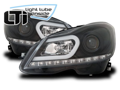 Mercedes C-Klasse W204 2011-14 LTi LED Lightbar Scheinwerfer Schwarz/LED Blinker – Bild 4