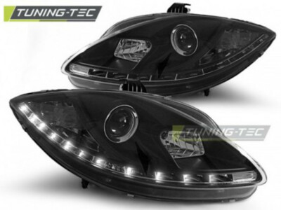 Scheinwerfer Seat Leon 1P +Altea+Toledo LED Tagfahrlicht Optik Schwarz Bj.05-09