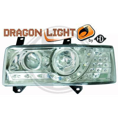 VW T4 LED Tagfahrlicht Optik Scheinwerfer Chrom+LED Blinker Baujahr 1990-2003