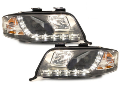 Audi A6 4B 5C Scheinwerfer LED Tagfahrlicht Optik,schwarz+europw.zugel.1997-1999 – Bild 3