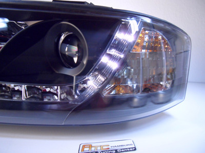 Audi A6 4B 5C Scheinwerfer LED Tagfahrlicht Optik,schwarz+europw.zugel.1997-1999 – Bild 4