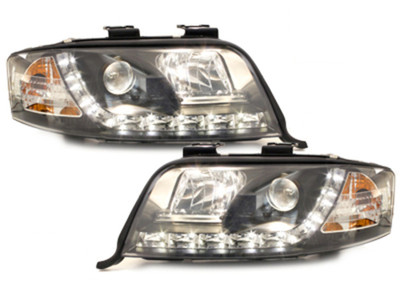 Audi A6 4B 5C Scheinwerfer LED Tagfahrlicht Optik,schwarz+europw.zugel.1997-1999 – Bild 5