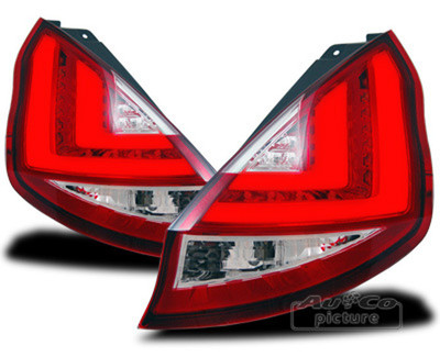 Ford Fiesta MK7,JA8 Light-tube LED Rückleuchten +LED Blinker, Rot-klar Bj.08-12