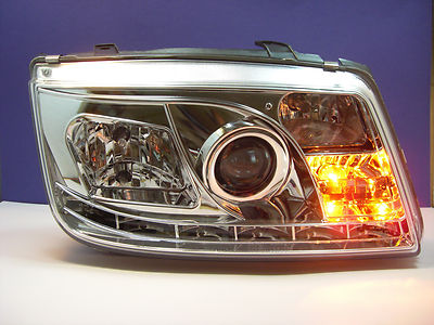 Scheinwerfer für VW Bora Bj. 1998-2005 Chrom LED Tagfahrlicht Optik europw. zuge – Bild 4