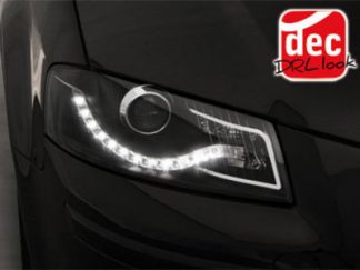 Scheinwerfer für Audi A3 8P LED Tagfahrlicht Optik Schwarz / Black Euro.Zugelas.