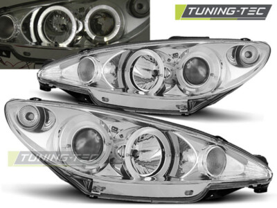 Peugeot 206 Angeleyes Scheinwerfer + LED Ringe, Chrom Bj1999-2007 Europaw.zu