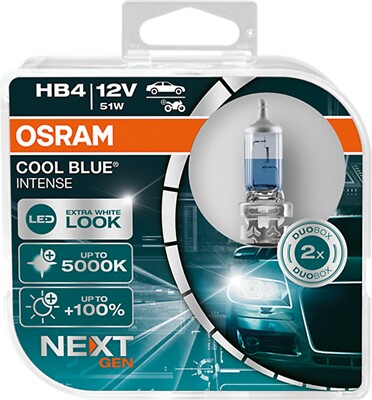 Osram HB4 Cool Blue Intense Next Halogen Leuchtmittel 51 Watt, Xenon Optik, weiß