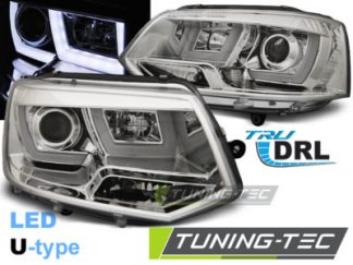 VW T5 GP LED Tagfahrlicht Scheinwerfer Chrom.Bj.2009-2015+Stellmotor+Leucht H1