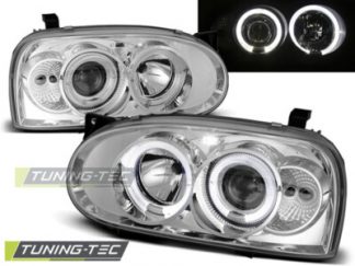 VW Golf 3 Angeleyes Optik Scheinwerfer LED Ringe + Blinker Chrom, Bj. 1991-1997