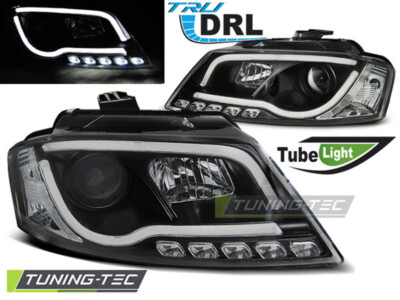 Scheinwerfer Audi A3 8P LED Tagfahrlicht R87 Zulassung Neon schwarz Bj.2009-2013 – Bild 2