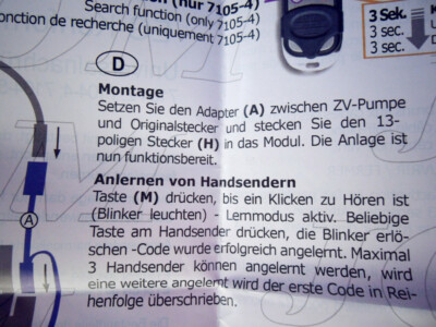 VW Golf 3 Plug and Play Auto Funk Fernbedienung f Zentralverriegelung spezifisch – Bild 12