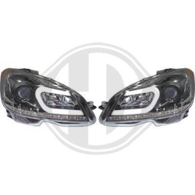Mercedes C-Klasse W204 2011-14 LED Lightbar Scheinwerfer Schwarz + LED Blinker