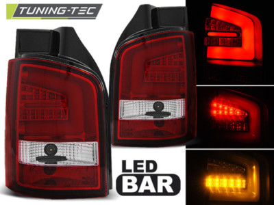 VW T5 Lightbar LED Rückleuchten Rot-Klar Heckklappe 09-2015 Europaweit zugel.