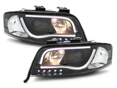 Scheinwerfer Audi A6 4b Bj.01-04 Schwarz LED Tagfahrlicht Optik + Light Tube