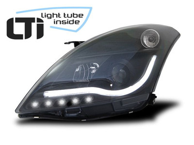 LTi Scheinwerfer Suzuki Swift Bj.2010-2016 Schwarz LED Tagfahrlicht O.Light Tube