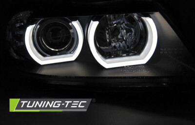 BMW E90, LED 3D U-Type Angel Eyes Xenon Scheinwerfer Ringe LED Schwarz.2005-2008 – Bild 2