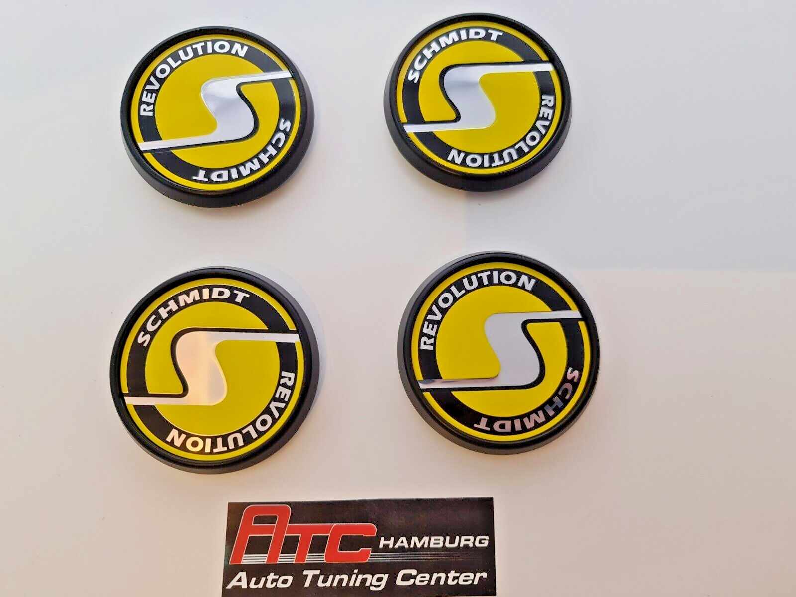 Schmidt Nabendeckel SC3 Schwarz-Gelb, flach 4 Stück 63,3mm Bohrung, Ersatz SC1 – Bild 2