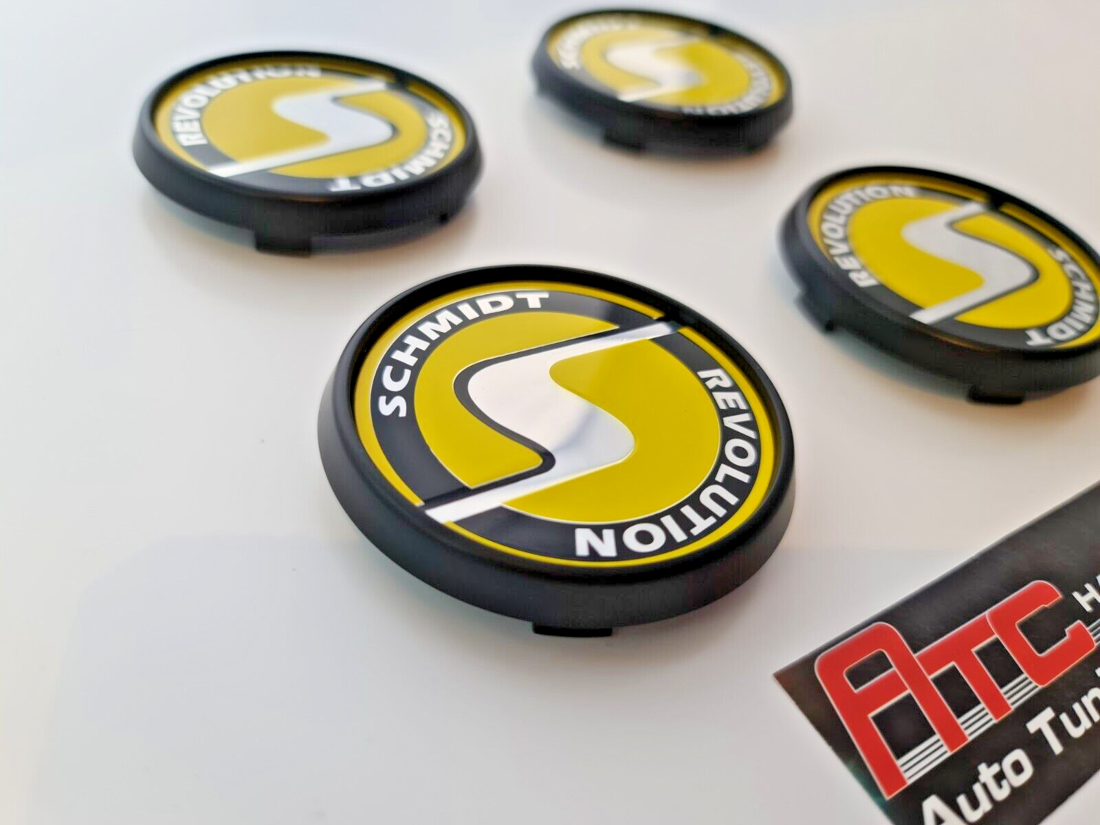 Schmidt Nabendeckel SC3 Schwarz-Gelb, flach 4 Stück 63,3mm Bohrung, Ersatz SC1 – Bild 4