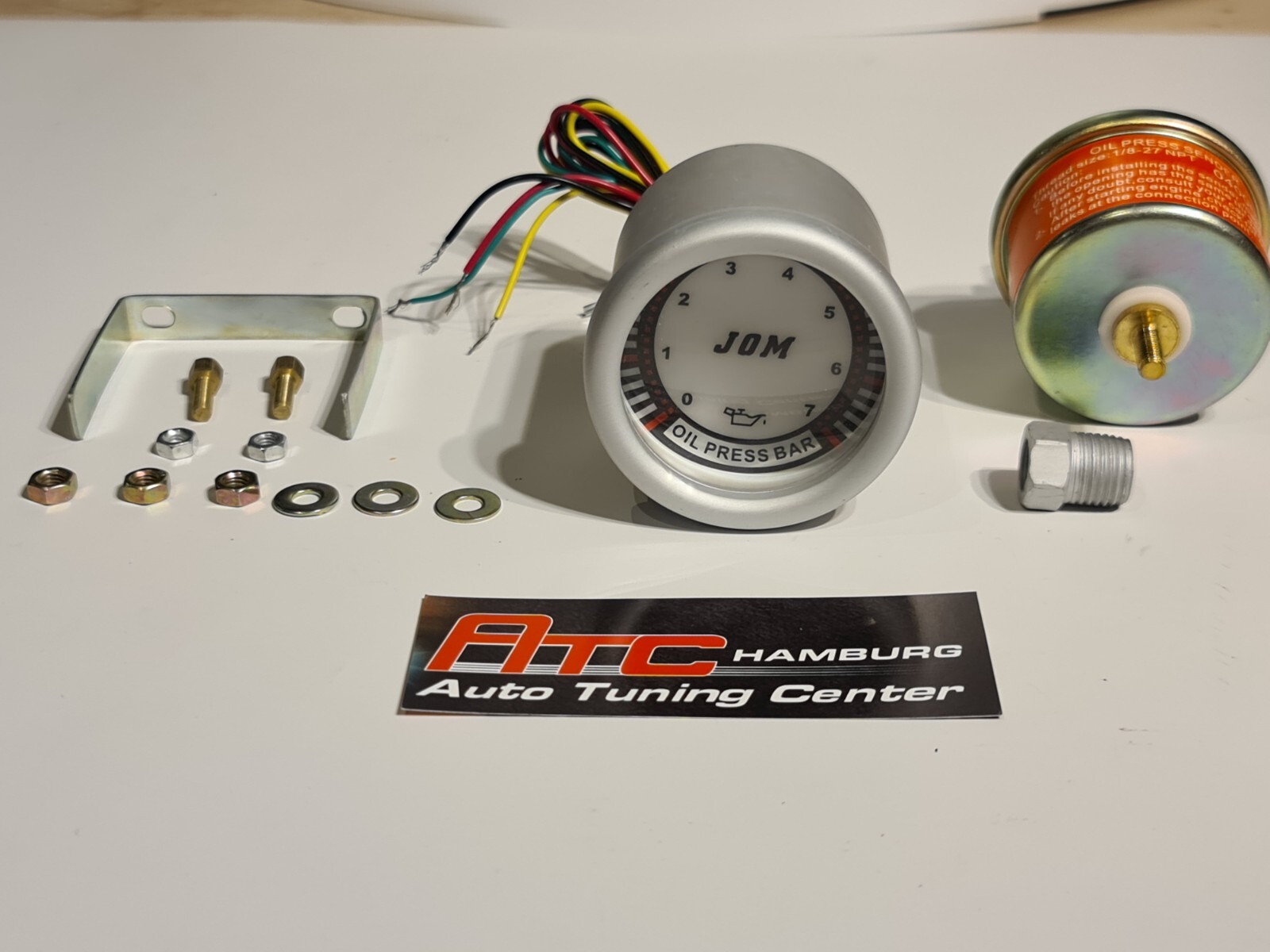 Digital Öldruck Anzeige Zusatz Instrument 52mm weiß Grün+ Öldruckdose, Geber – Bild 6