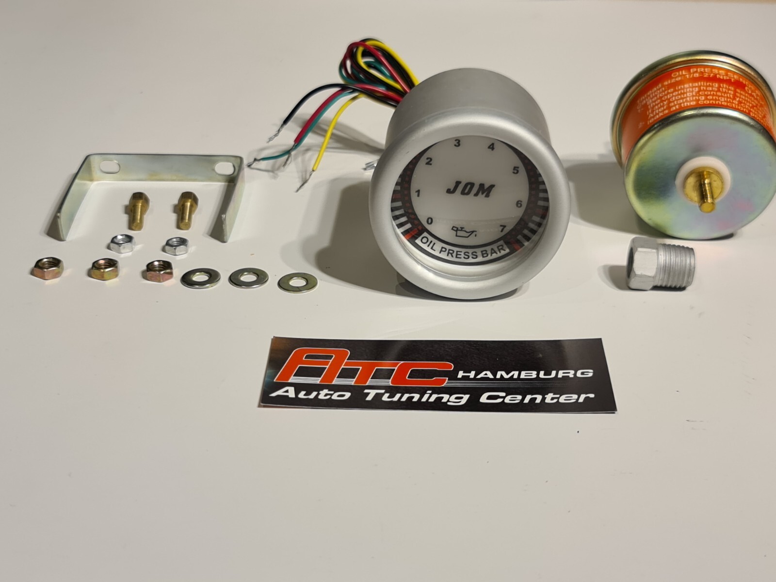 Digital Öldruck Anzeige Zusatz Instrument 52mm weiß Grün+ Öldruckdose, Geber – Bild 7