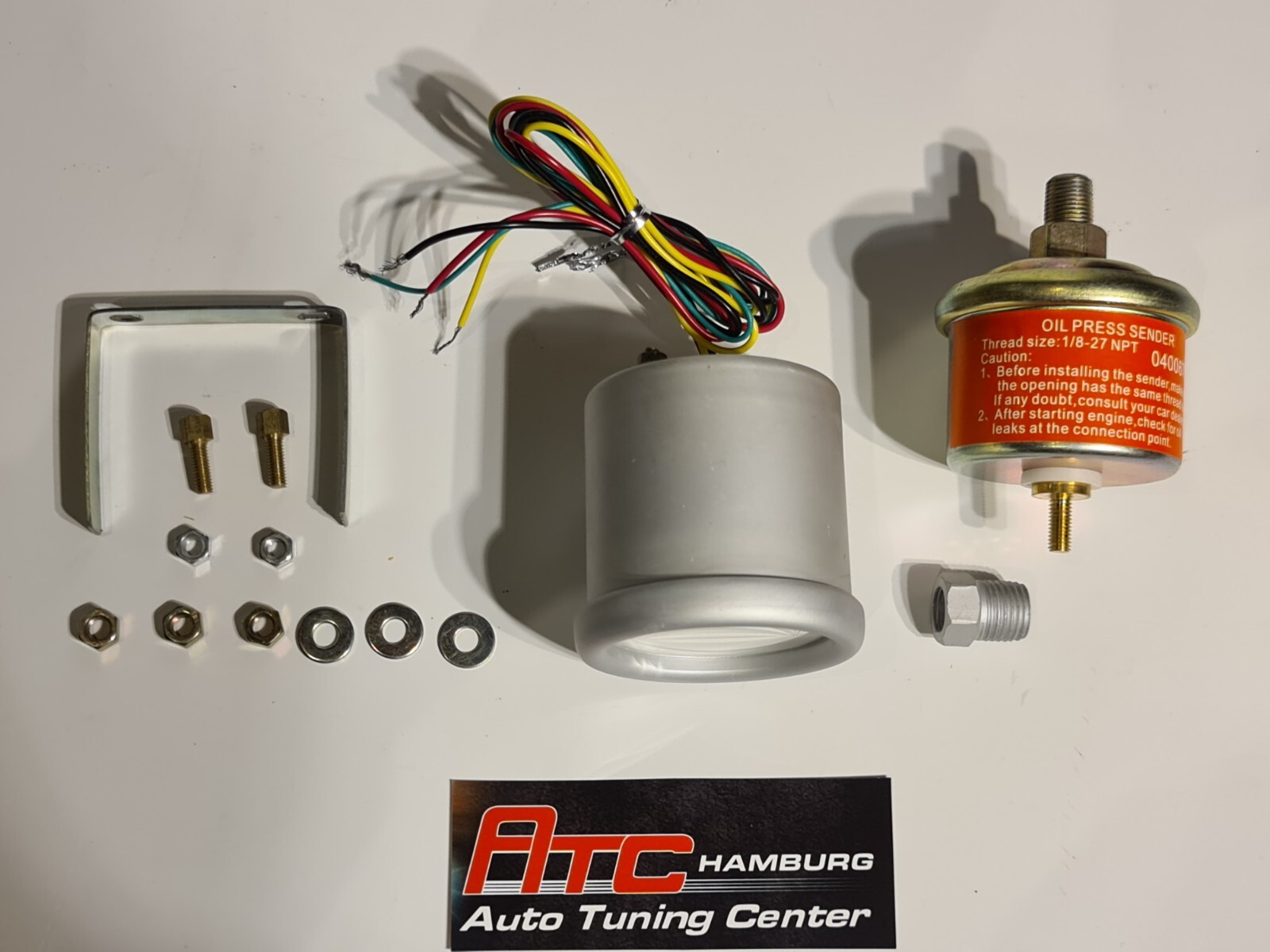 Digital Öldruck Anzeige Zusatz Instrument 52mm weiß Grün+ Öldruckdose, Geber – Bild 8