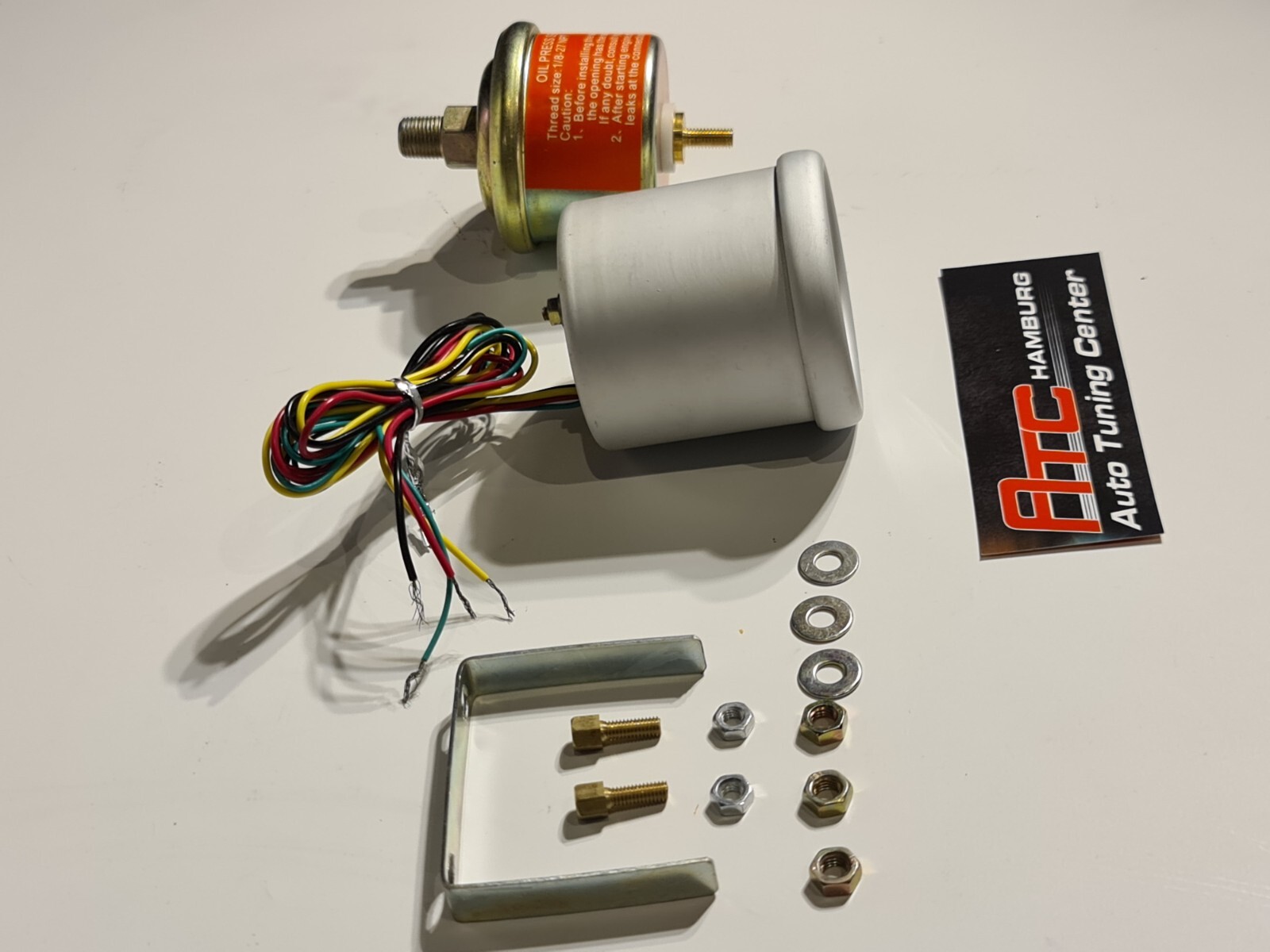 Digital Öldruck Anzeige Zusatz Instrument 52mm weiß Grün+ Öldruckdose, Geber – Bild 9