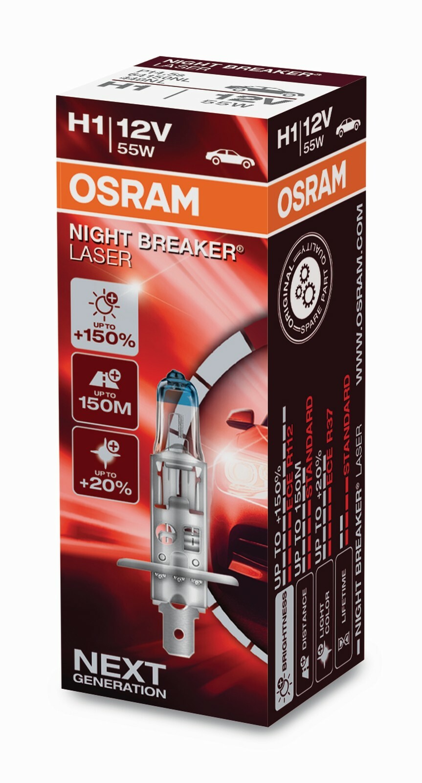 2x Osram H1 Night Breaker Laser Glühbirnen Leuchtmittel,Birne 55 Watt Xenon Look – Bild 3