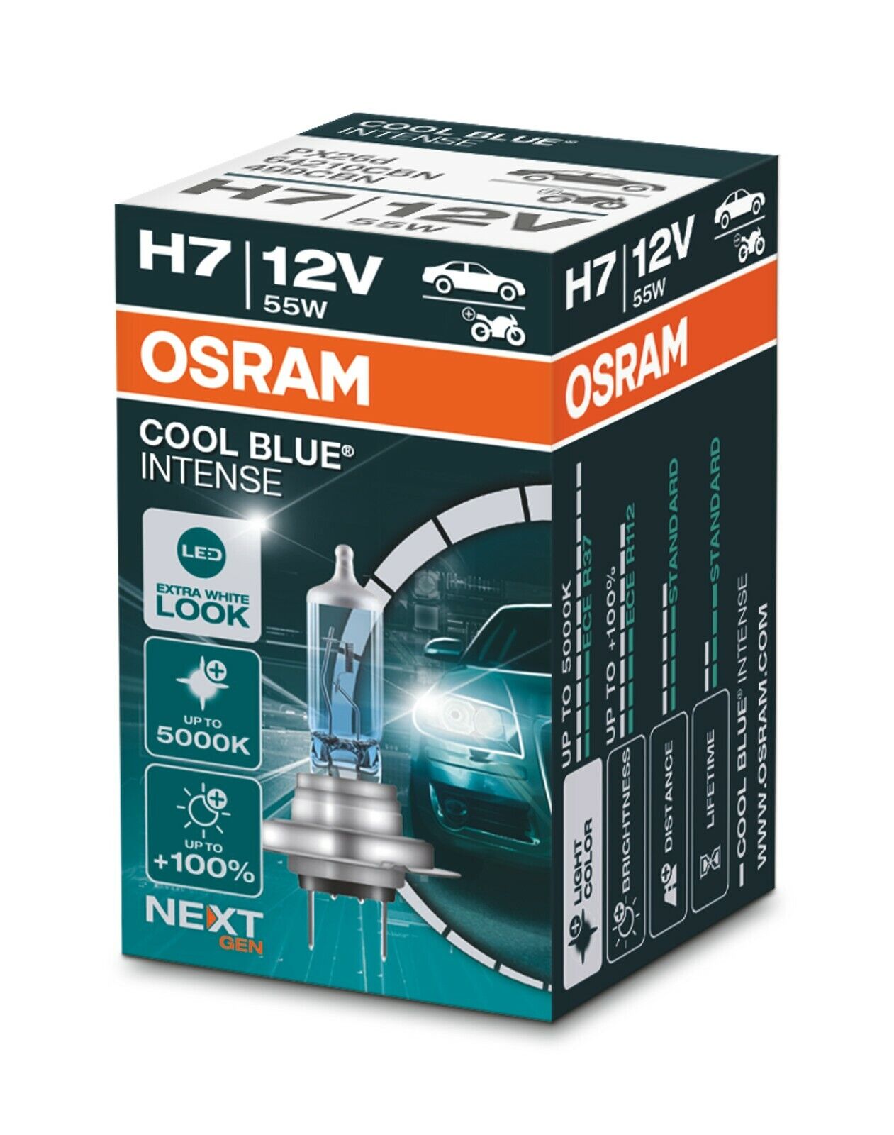 Osram H7 Cool Blue Next Generation, Xenon Optik,5000K,55 Watt Coolblue,Xenonlok