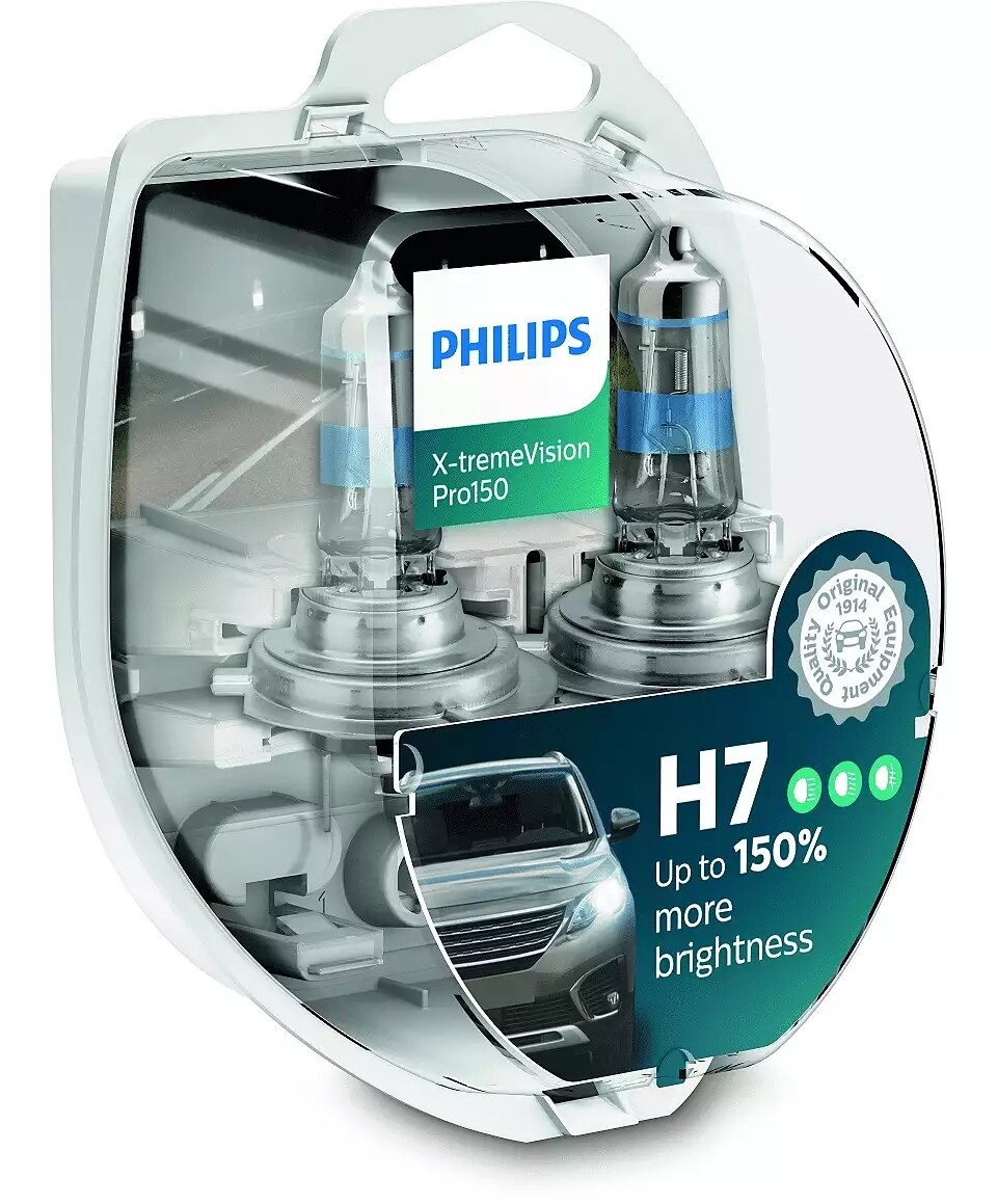 Philips H7 X-treme-Vision Pro 150% Glühbirnen Leuchtmittel, Birne weiß 55Watt