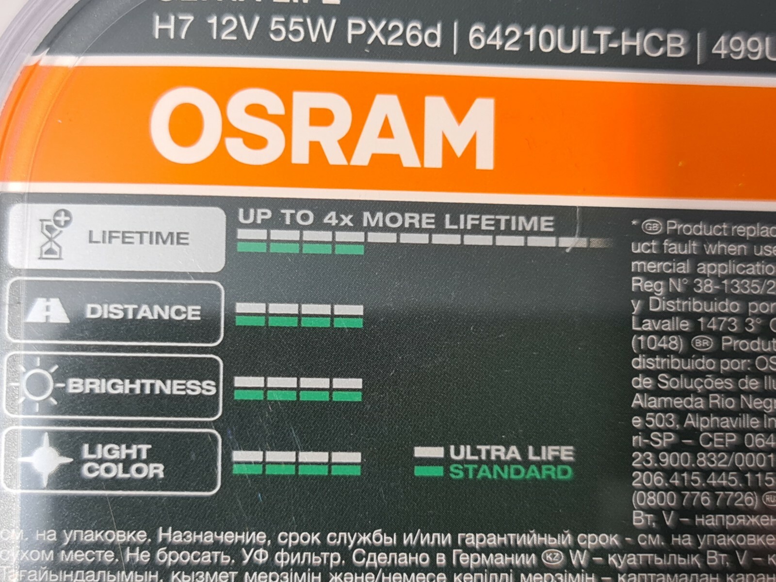 Osram H7 Ultra Life,55 Watt PX26d Sockel, Duo Box, 2 Stück,Extra Lifetime – Bild 8