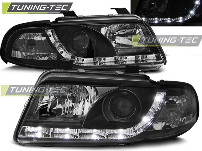 Scheinwerfer Audi A4 B5 LED Tagfahrlicht Optik Schwarz Bj.1999-9.2000