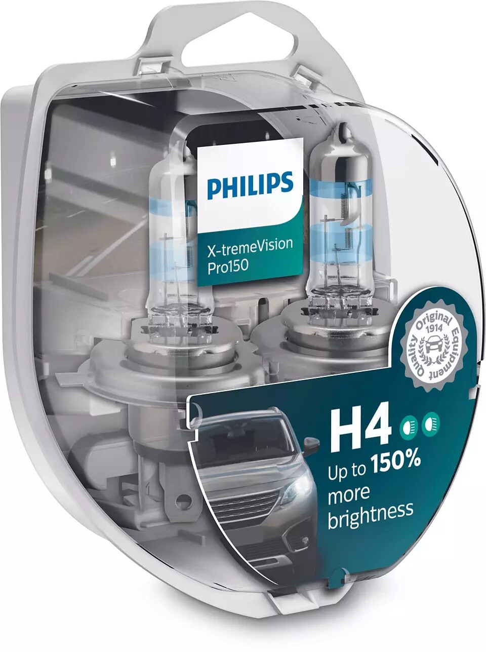 Philips H4 X-treme-Vision Pro 150% Glühbirnen Leuchtmittel, Birne weiß 55Watt