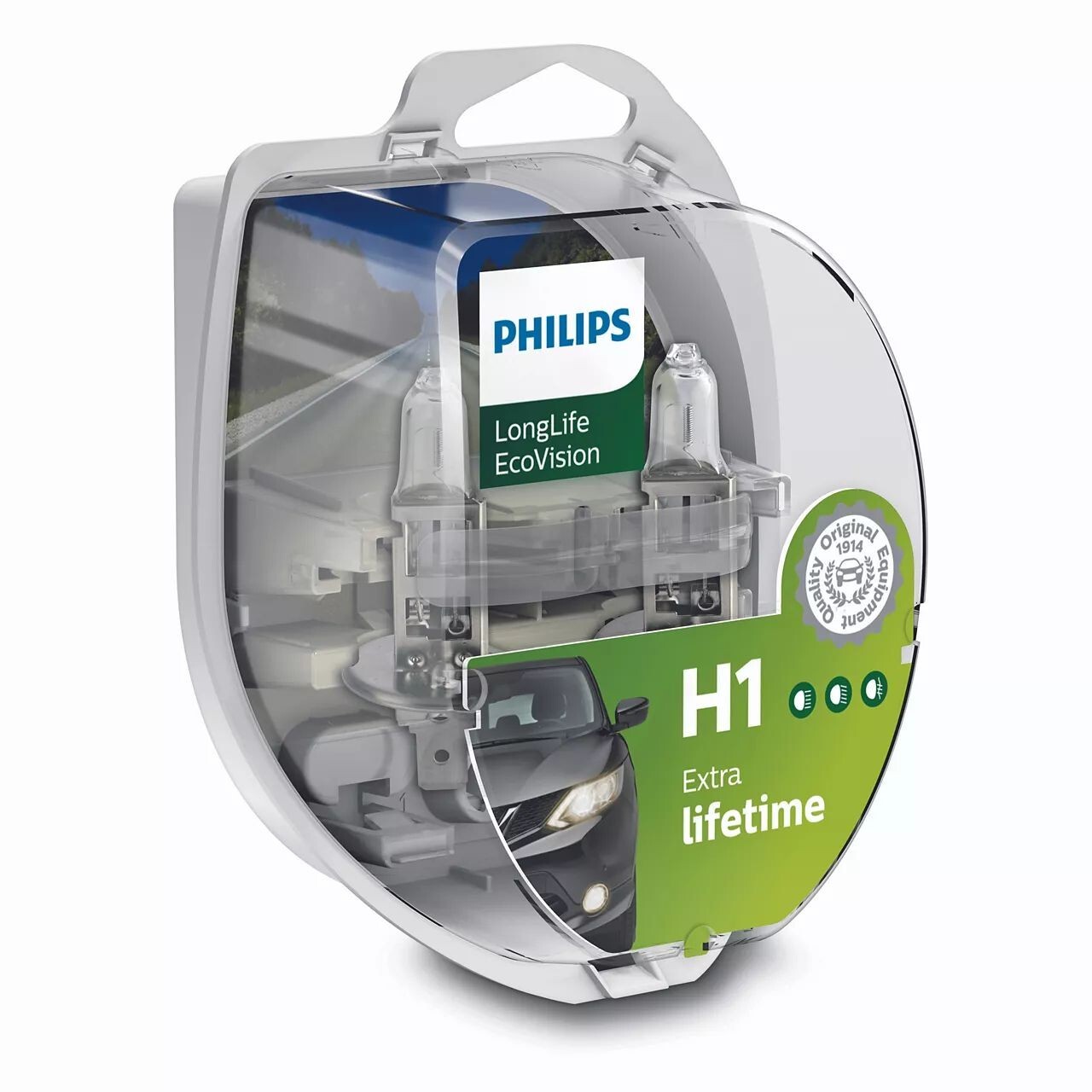 H1 Philips H1 12V 55W P14,5s LongLife EcoVision Leuchtmittel / Birne 55 Watt