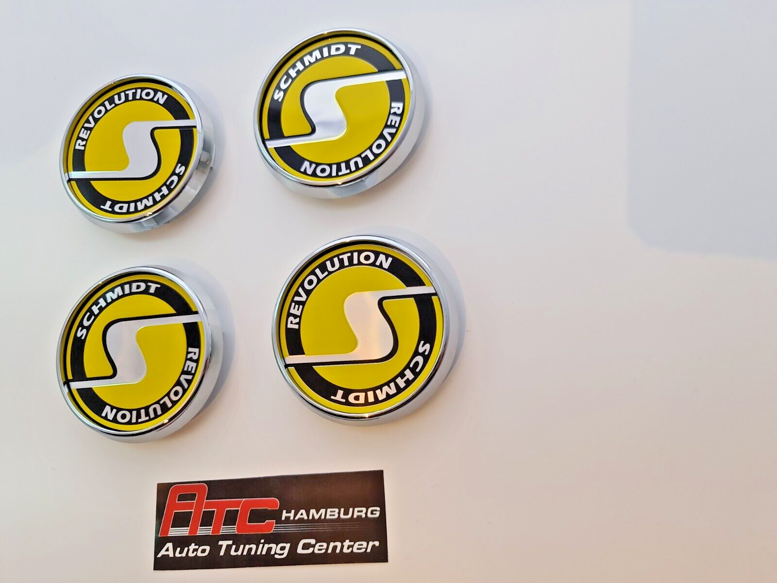 Schmidt Nabendeckel SC3 Chrom-Gelb flach 4 Stück 63,3mm Bohrung, Ersatz SC1 – Bild 3